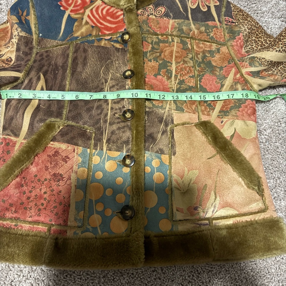 Coldwater Creek Multicolor Patchwork Teddy Jacket - Picture 9 of 10